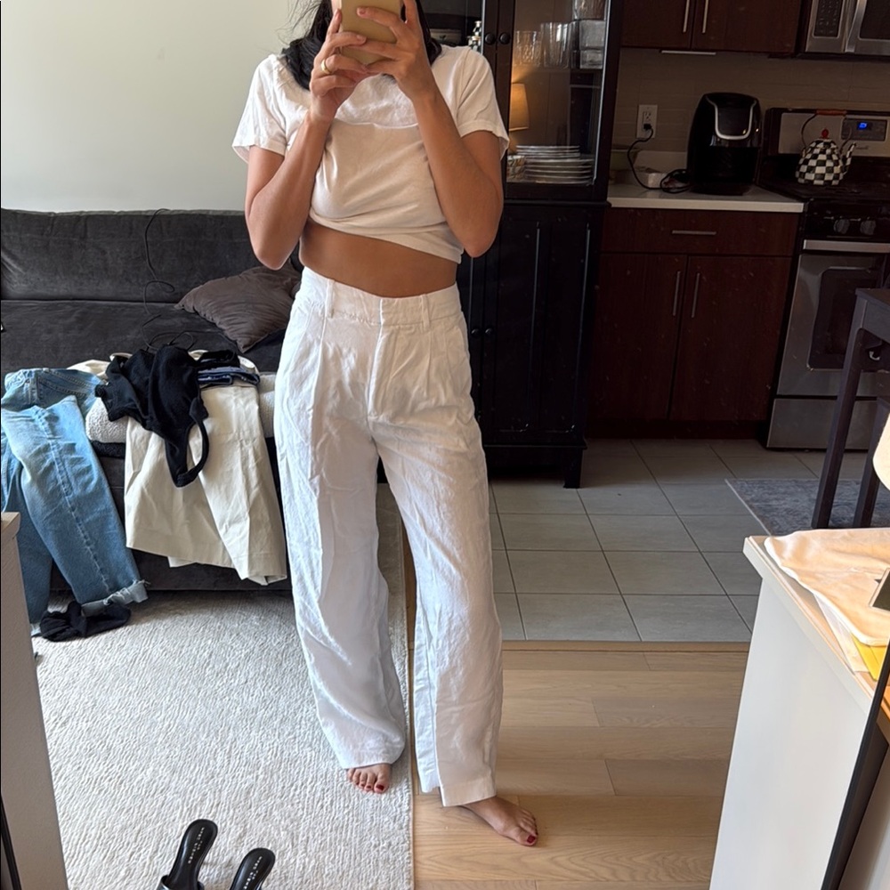Aritzia Linen White Trousers